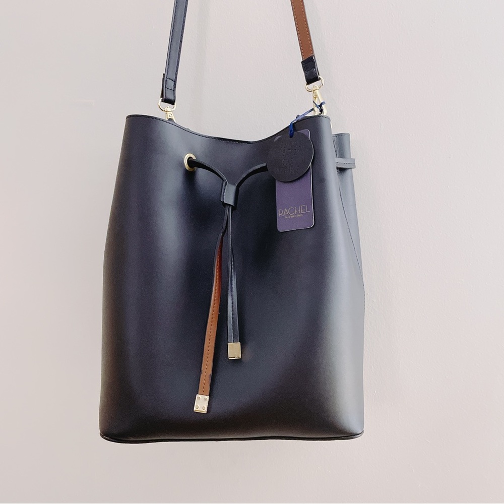 Rachel Roy Genuine Leather bucket crossbody/shoulder bag with detachable bag